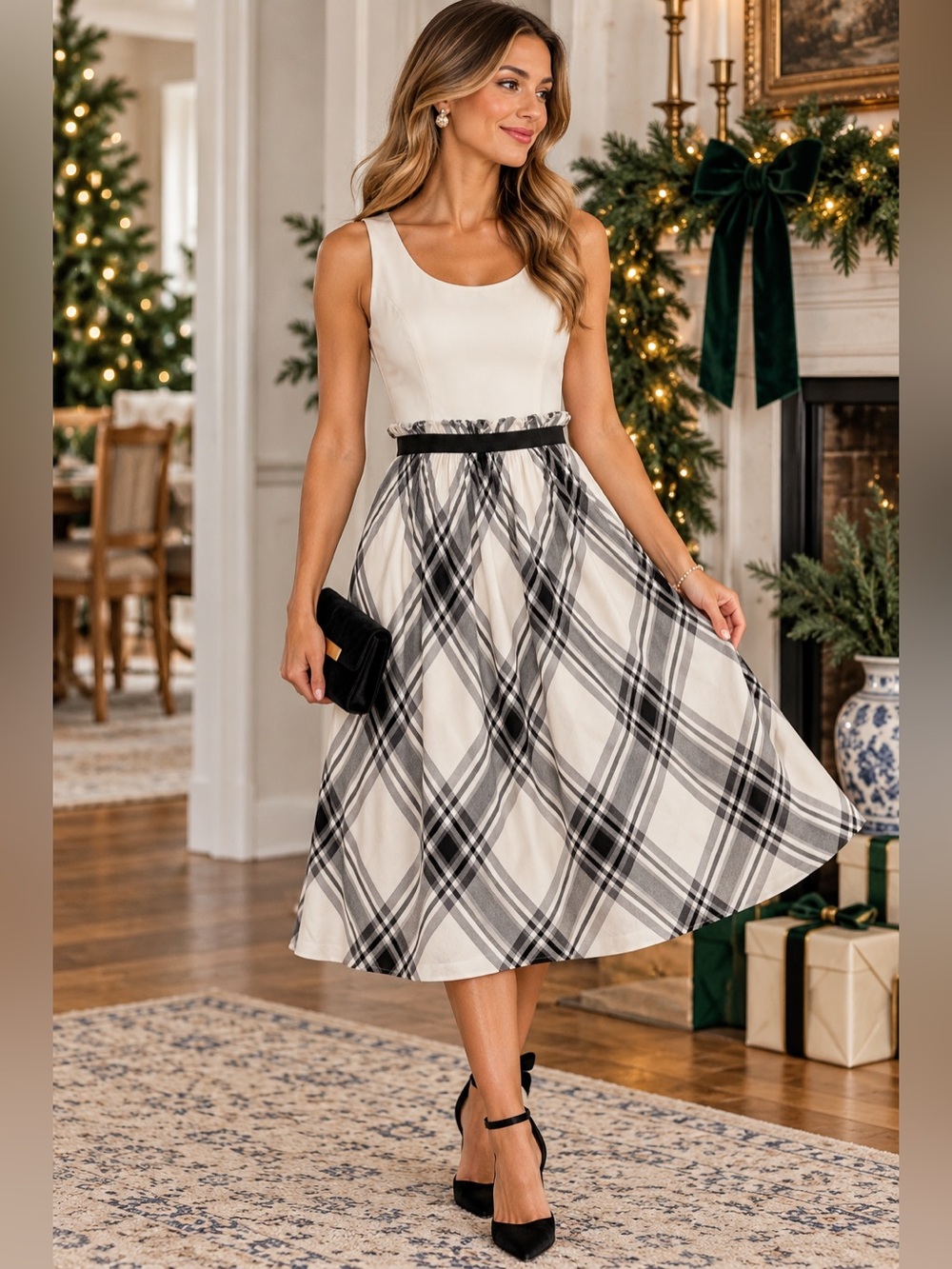 Kensie Pretty Size XS Plaid Fit & Flare Dress NWOT
